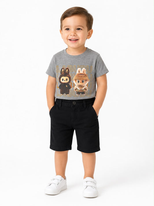 Set niño playera estampada con short negro