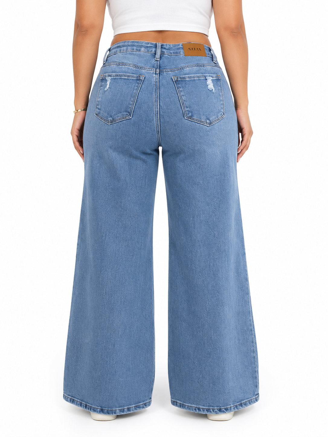 Pantalón dama mezclilla wide leg plus size