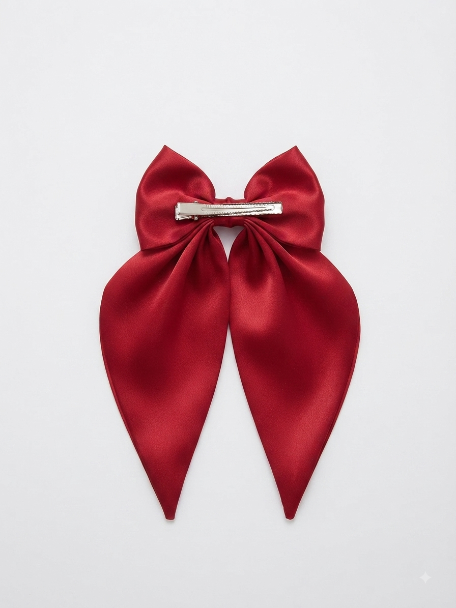 Moño Coquette Niña - Lazo Rojo Elegante Estilo Pañuelo