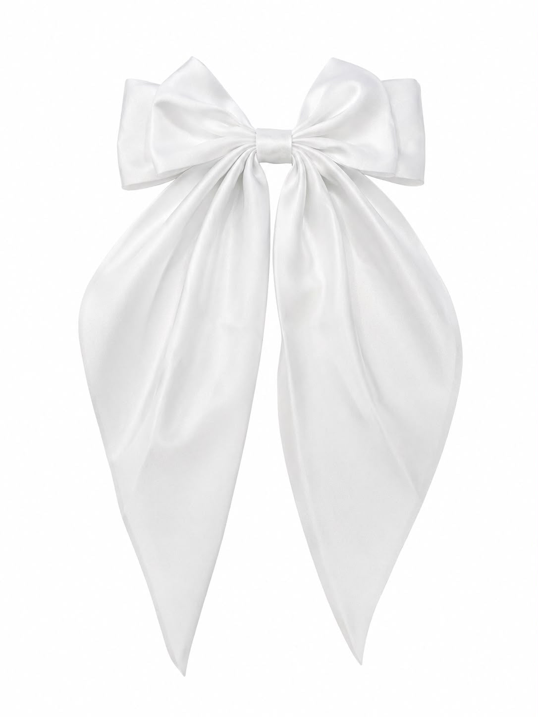 Moño coquette niña blanco elegante con tiras largas