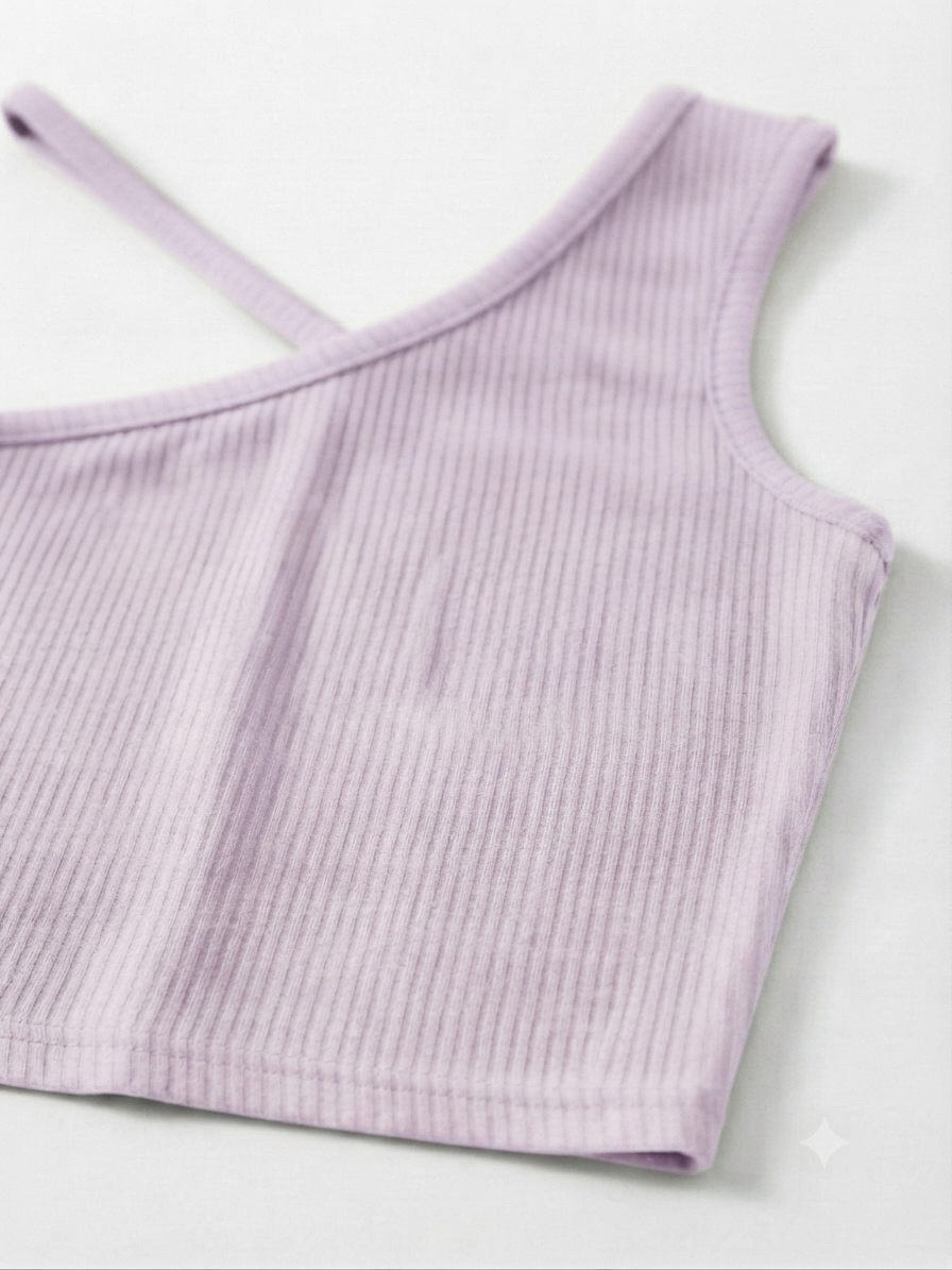 Blusa niña lila de un hombro