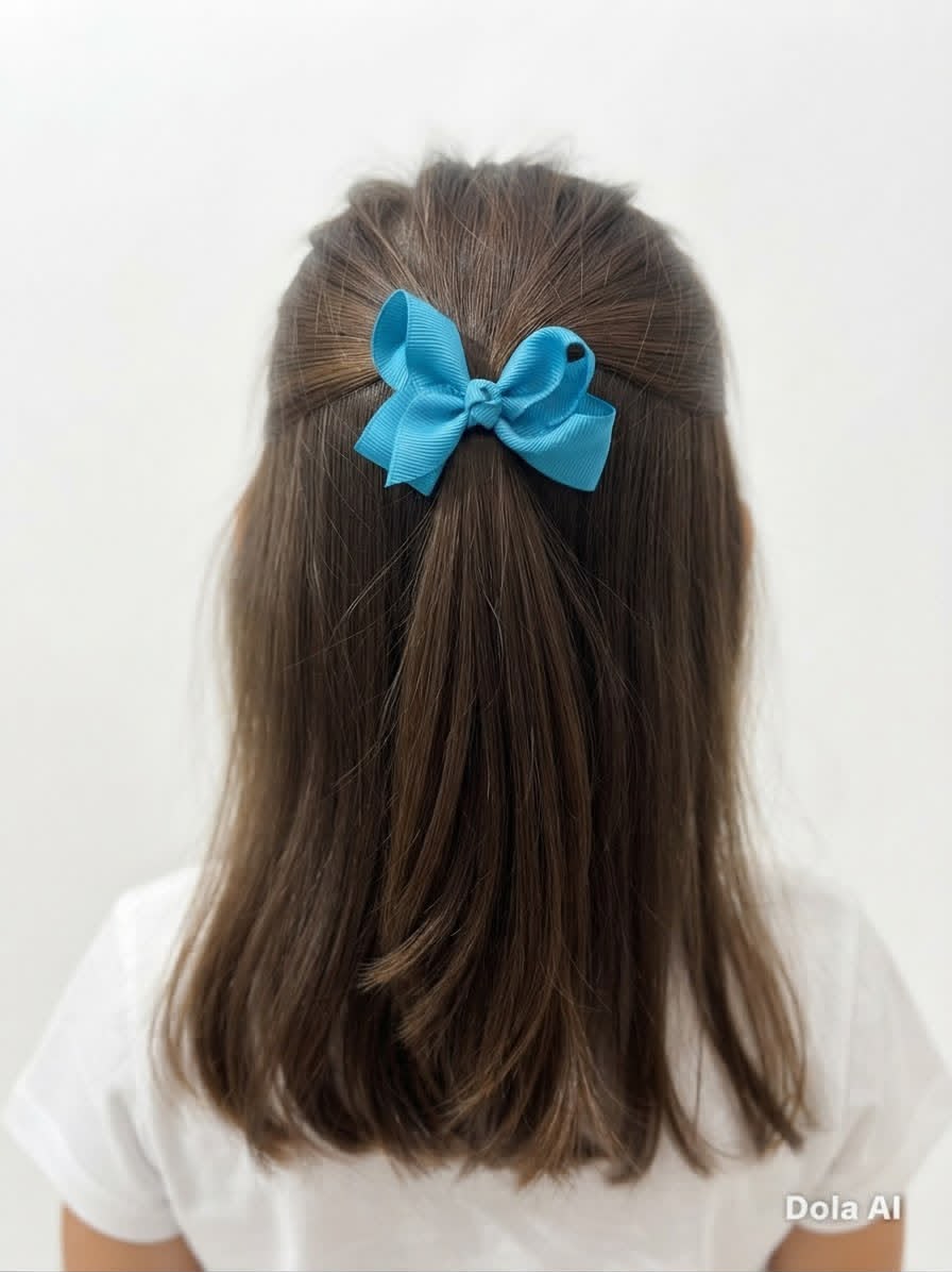 Moño chico niña azul turquesa