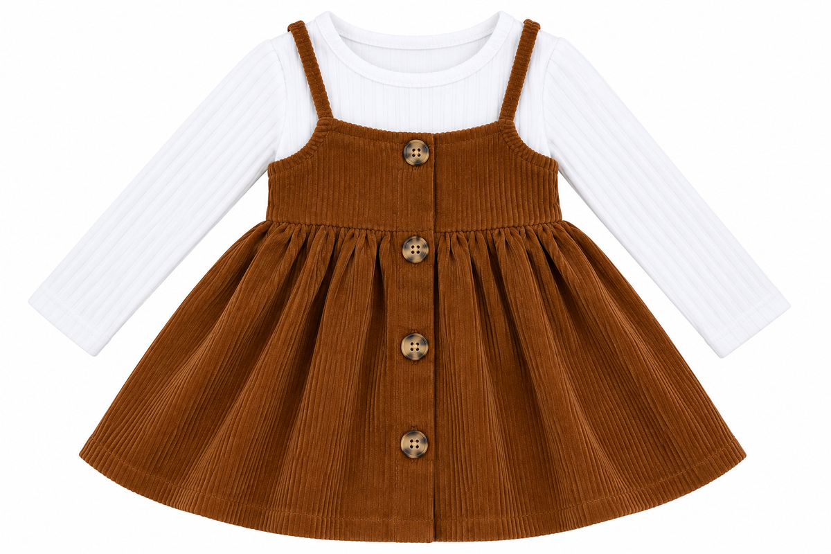 Vestido niña de pana con botones