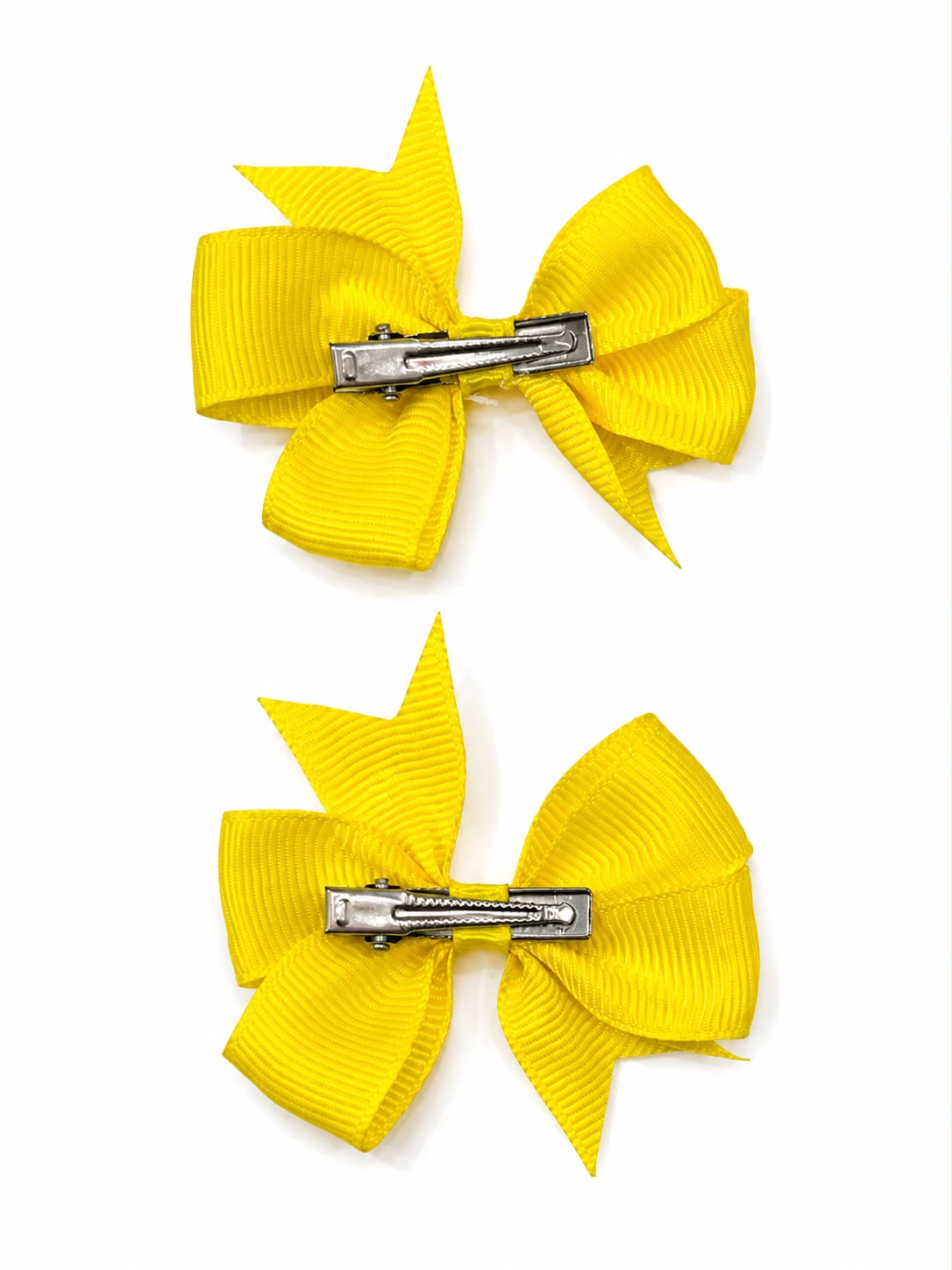 Moño par niña amarillo de grosgrain