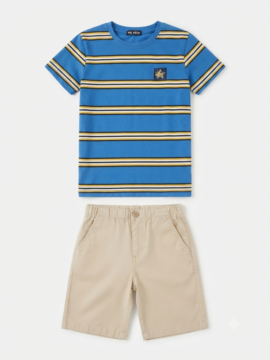 Set niño playera rayada con short casual