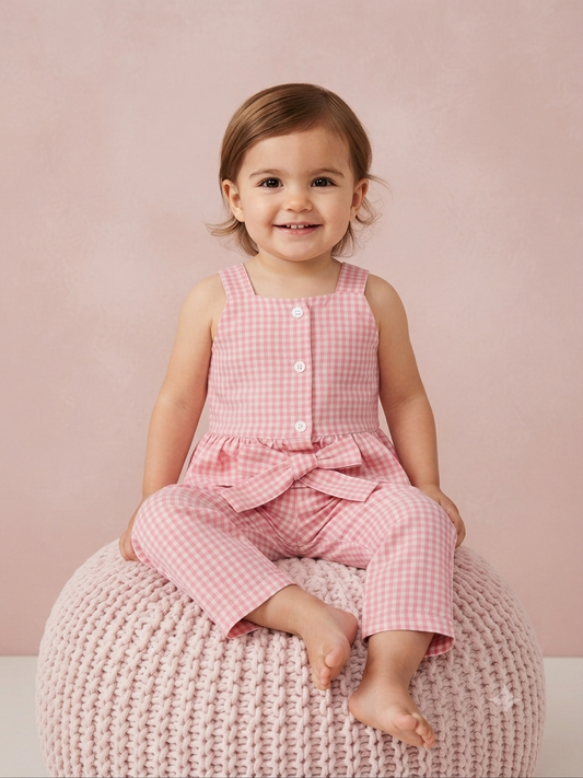 Set niña meses cuadros rosa