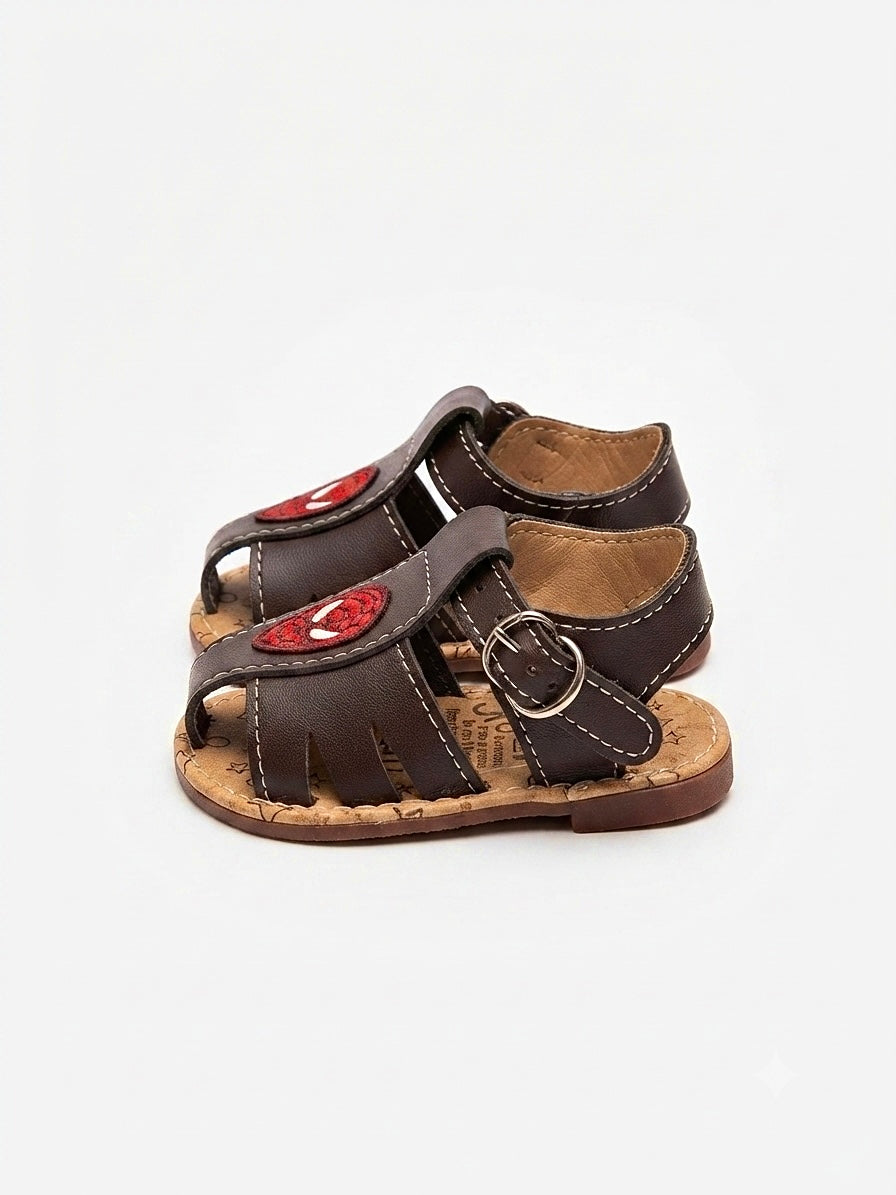 Huaraches niño OFERTA – café con diseño de superhéroe 🕷️❤️