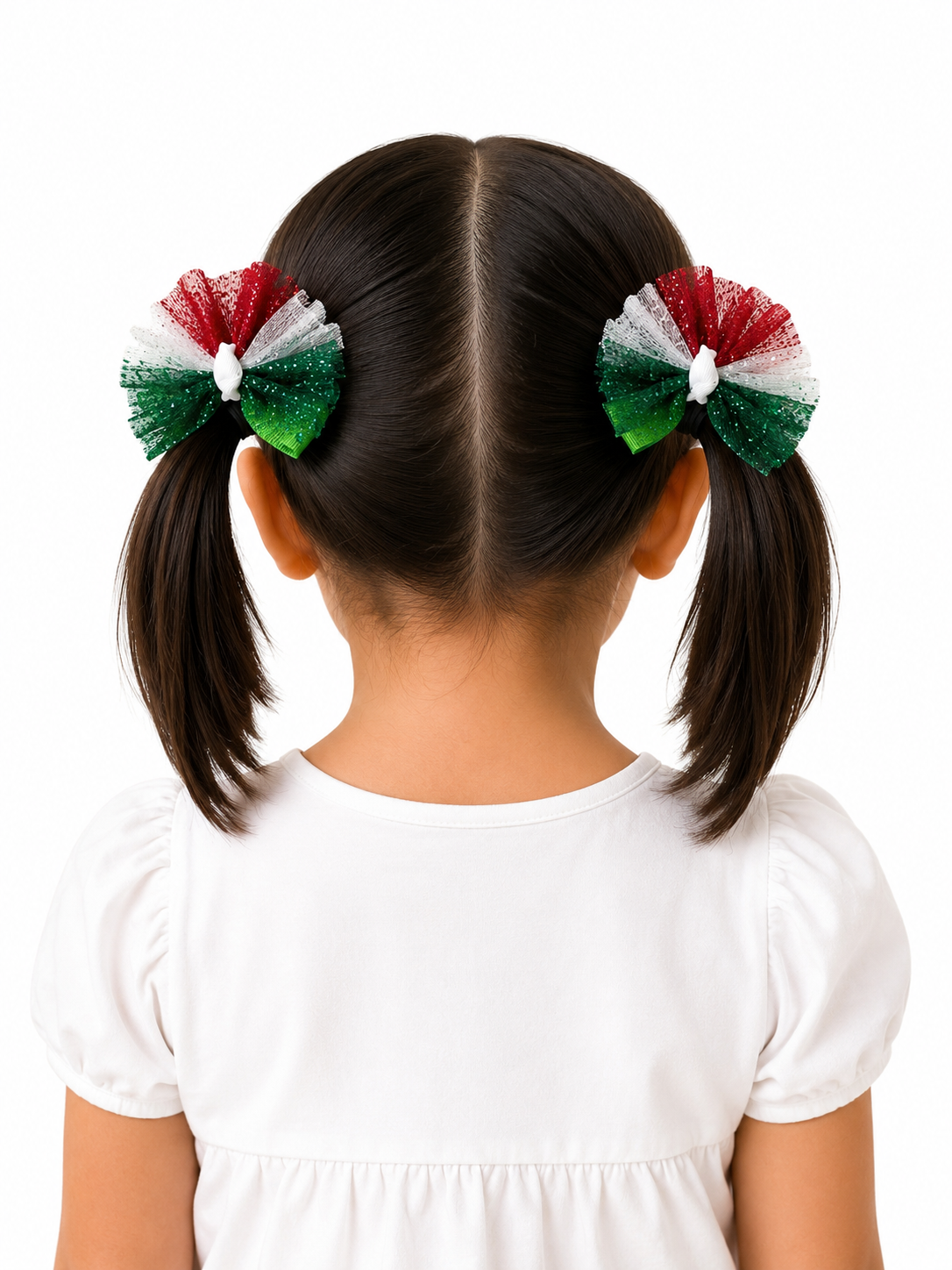 Moño par niña patrio tricolor diseño variado 🇲🇽🎀