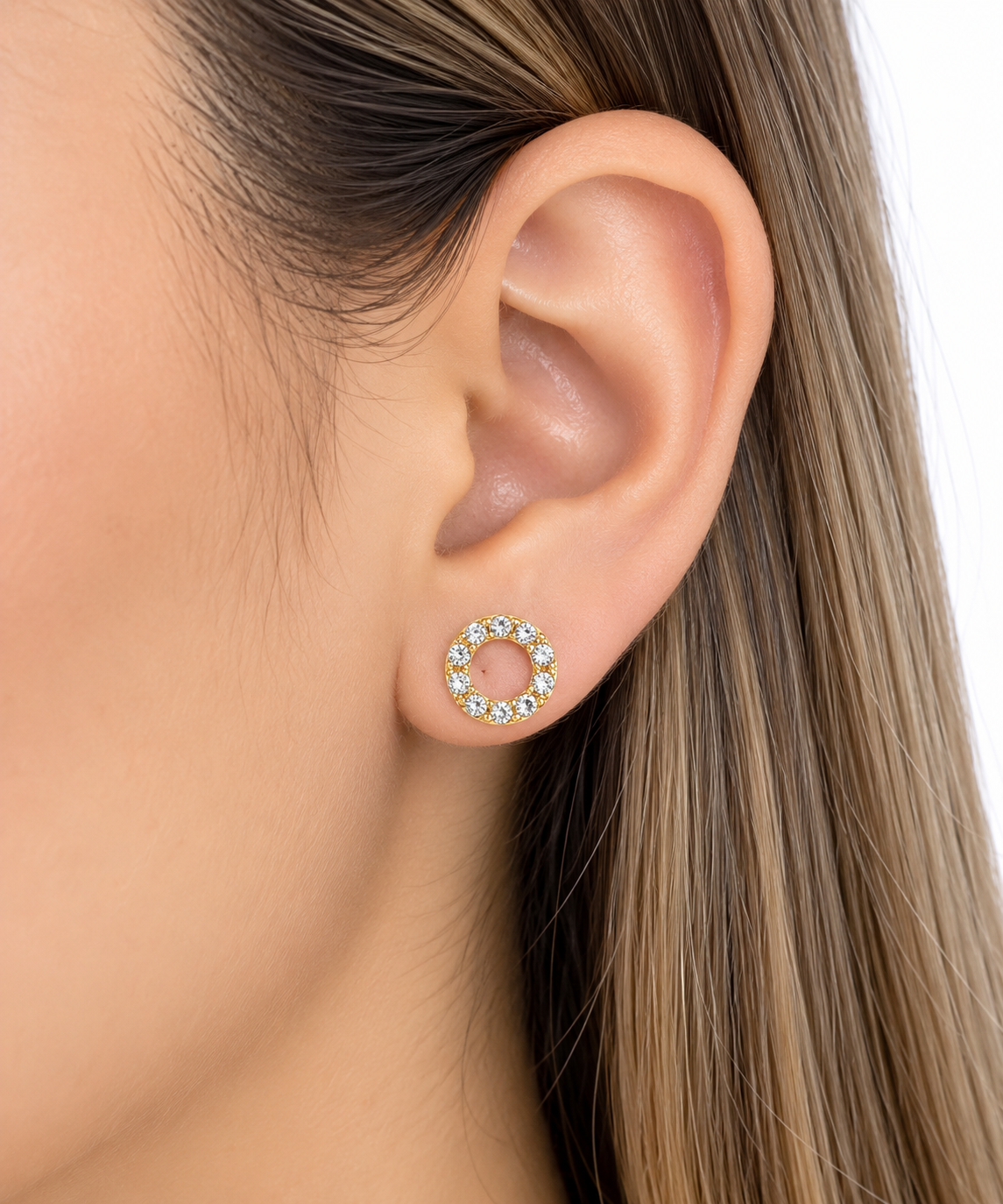 Arete dama circular con brillo