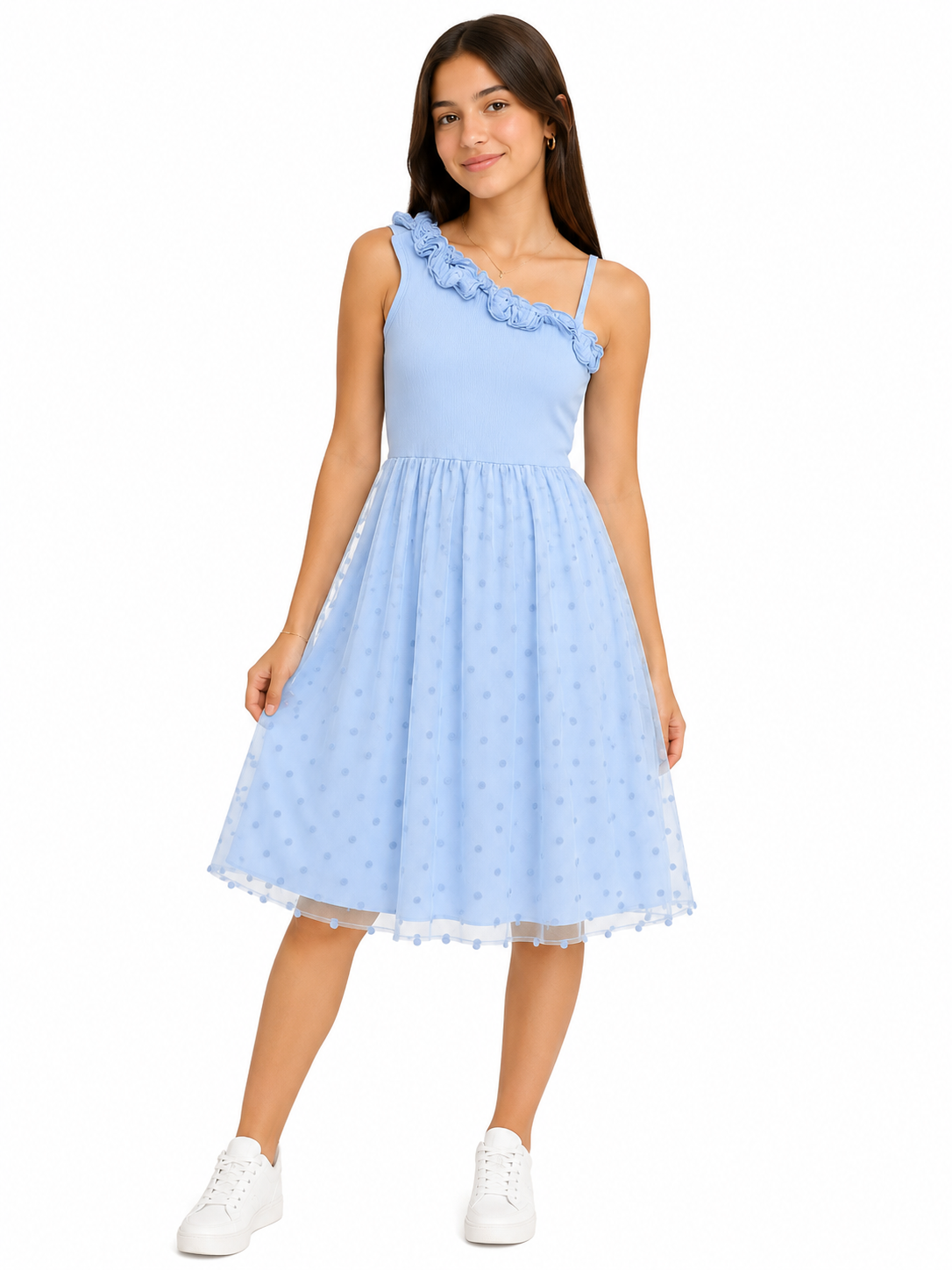 Vestido niña azul con tul