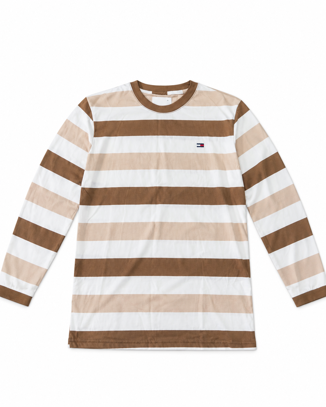 Playera niño manga larga- rayas café