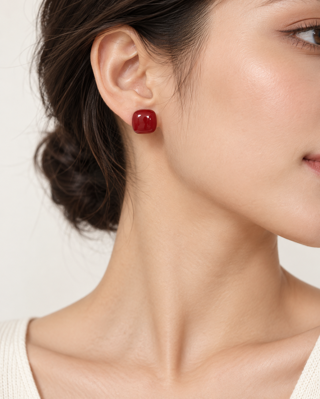 Aretes Dama rojos efecto cristal ✨
