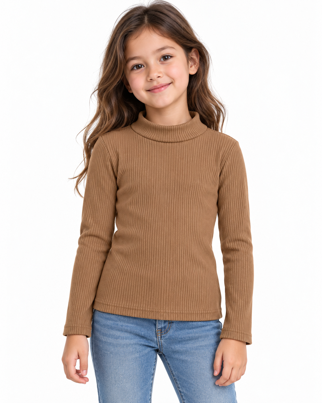 Blusa niña de manga larga con cuello alto