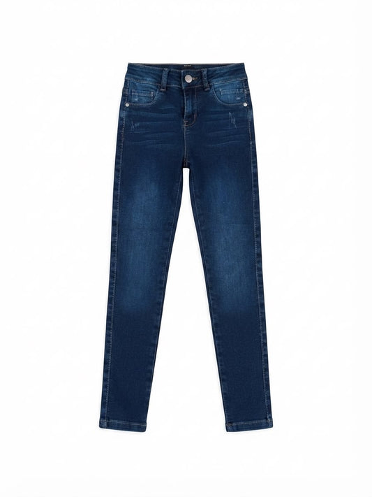 Pantalón niña skinny mezclilla con bordado de alas atrás