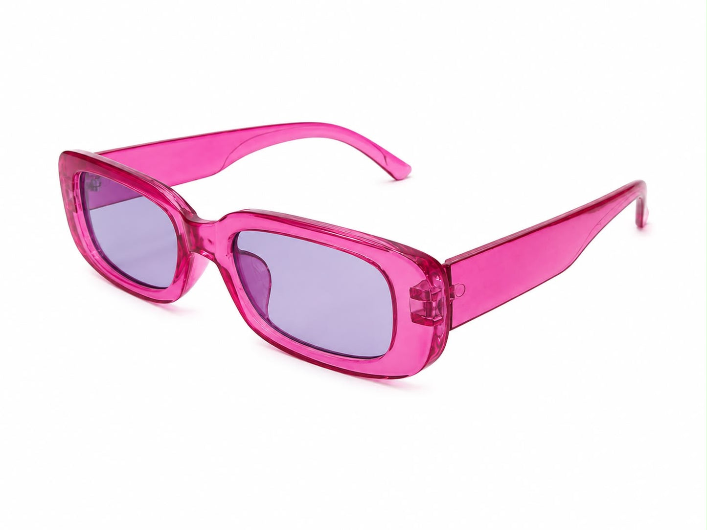 Lentes dama rectangulares color fucsia translúcido