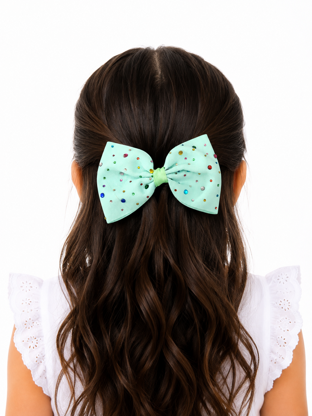 Moño para niña con pedrería multicolor 🎀✨
