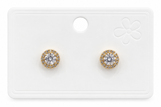 Aretes dama destello circular con cristal ✨
