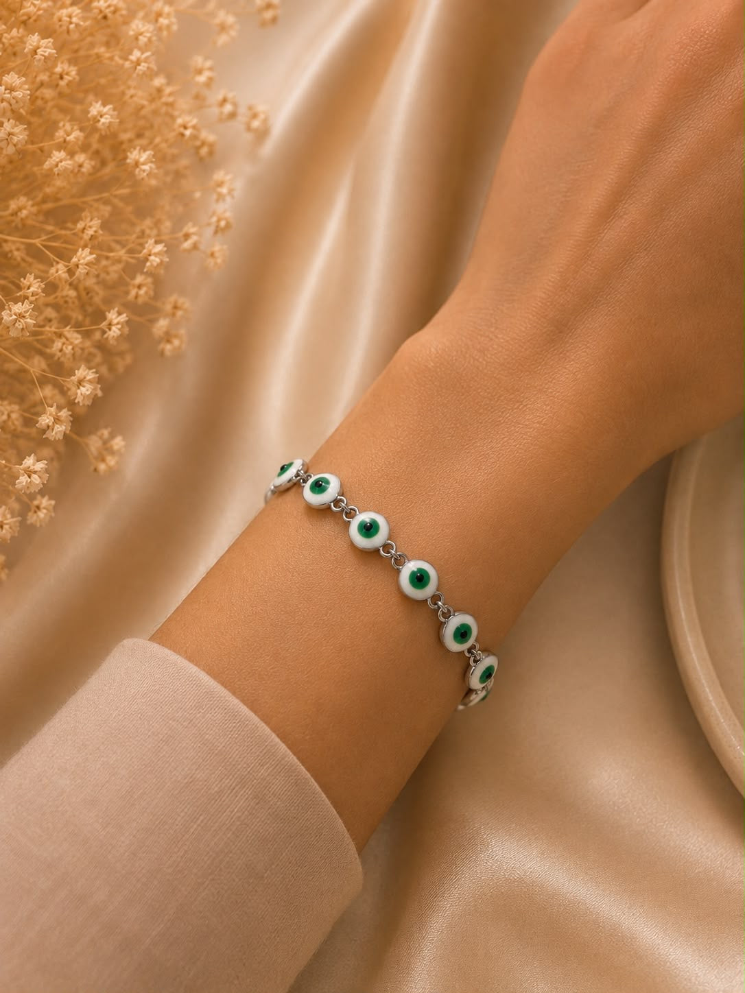 Pulsera Dama ojo verde 💚🤍