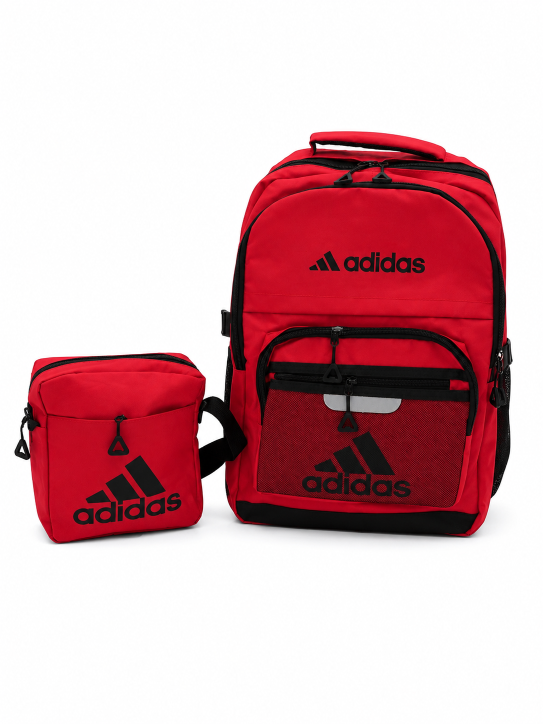 Set Mochila juvenil deportiva roja con estuche organizador y lapicera