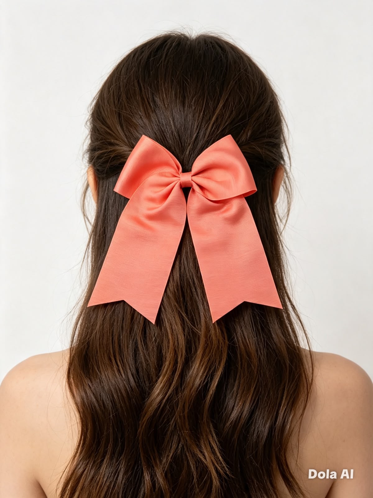 Moño niña coral con tirantes largos 🎀🩷