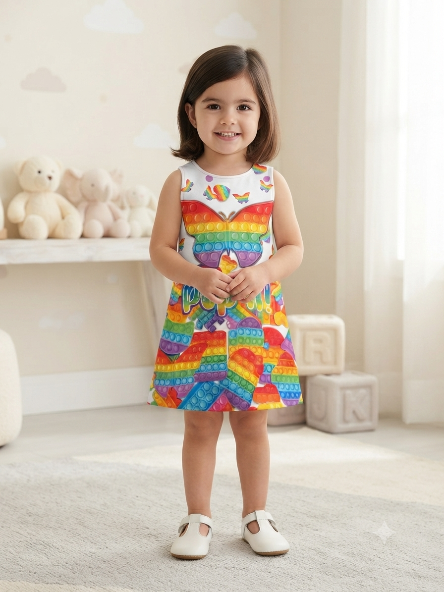 Vestido niña estampado Pop It multicolor