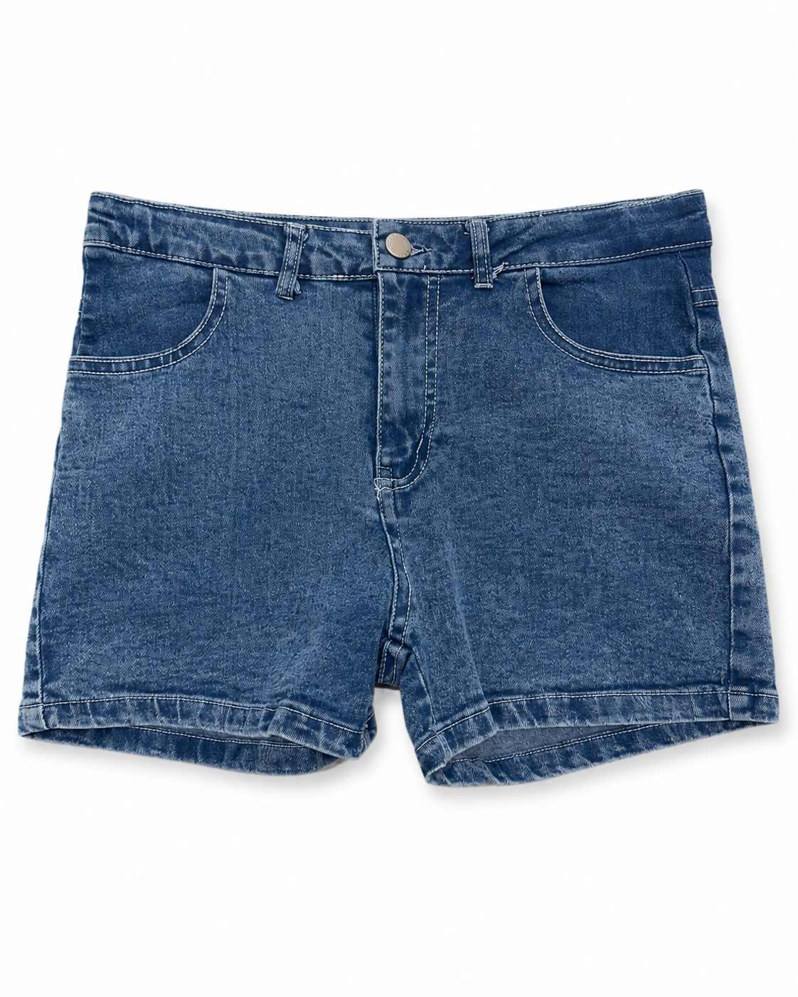 Short dama de mezclilla azul con efecto deslavado