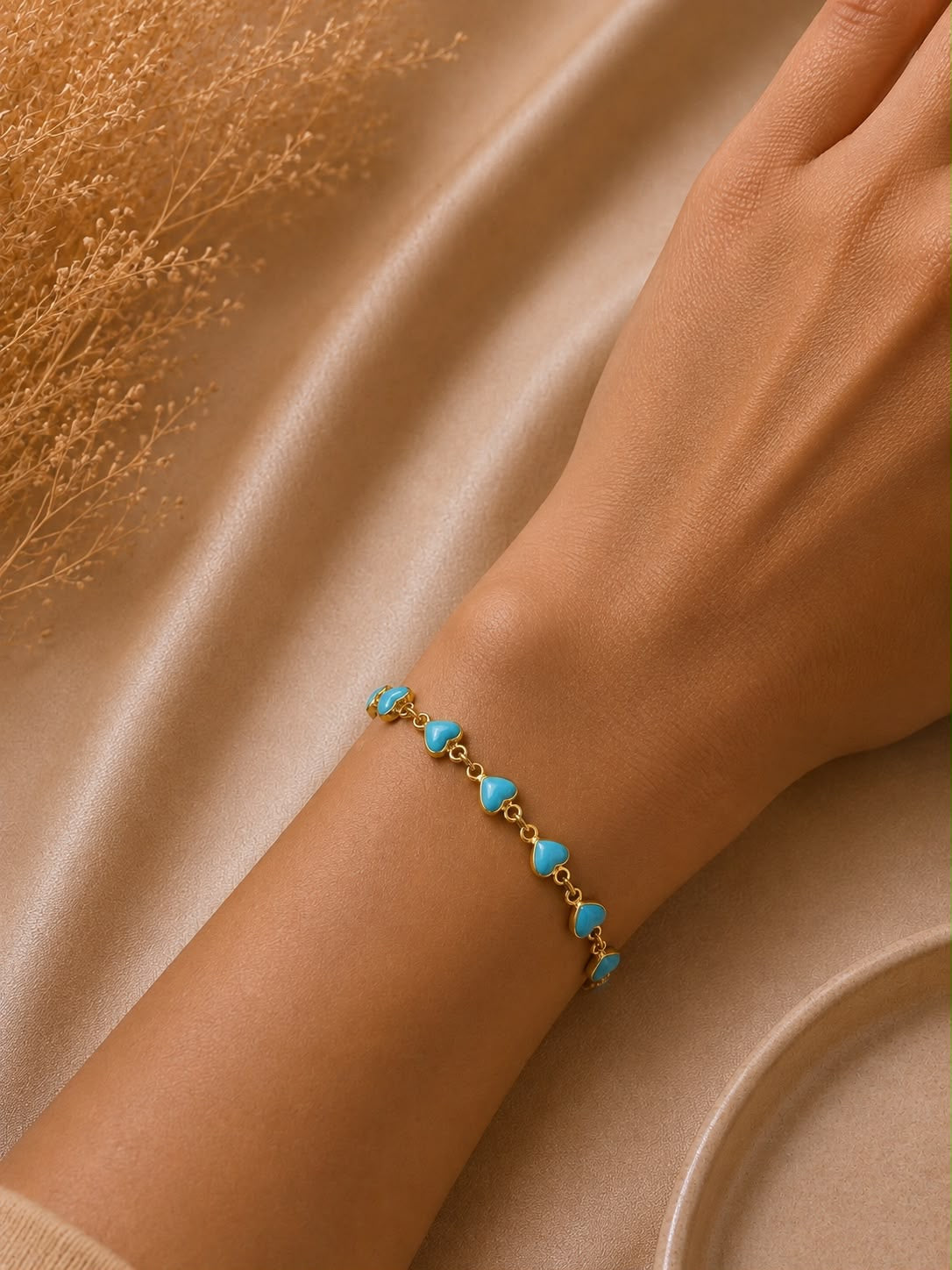 Pulsera Dama corazónes turquesa 🩵