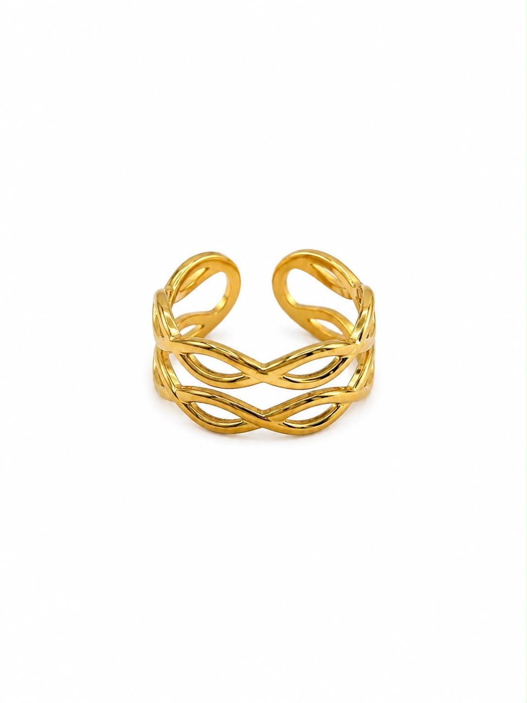 Anillo Dama Dorado diseño infinito entrelazado