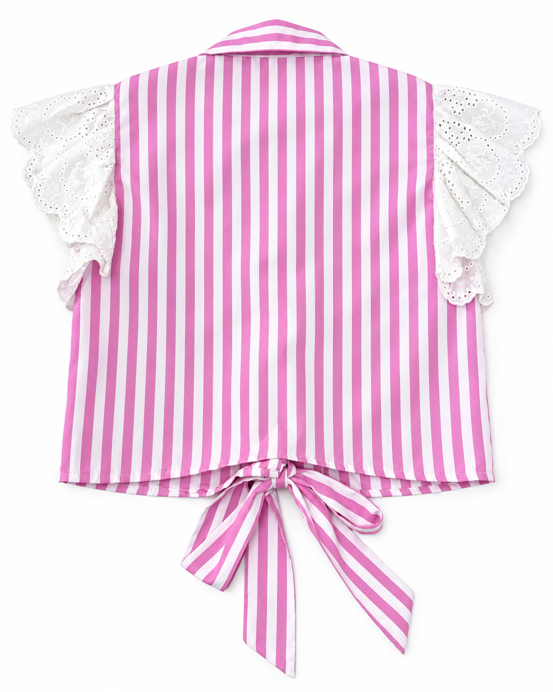 OFERTA – Blusa dama a rayas rosa con mangas de encaje