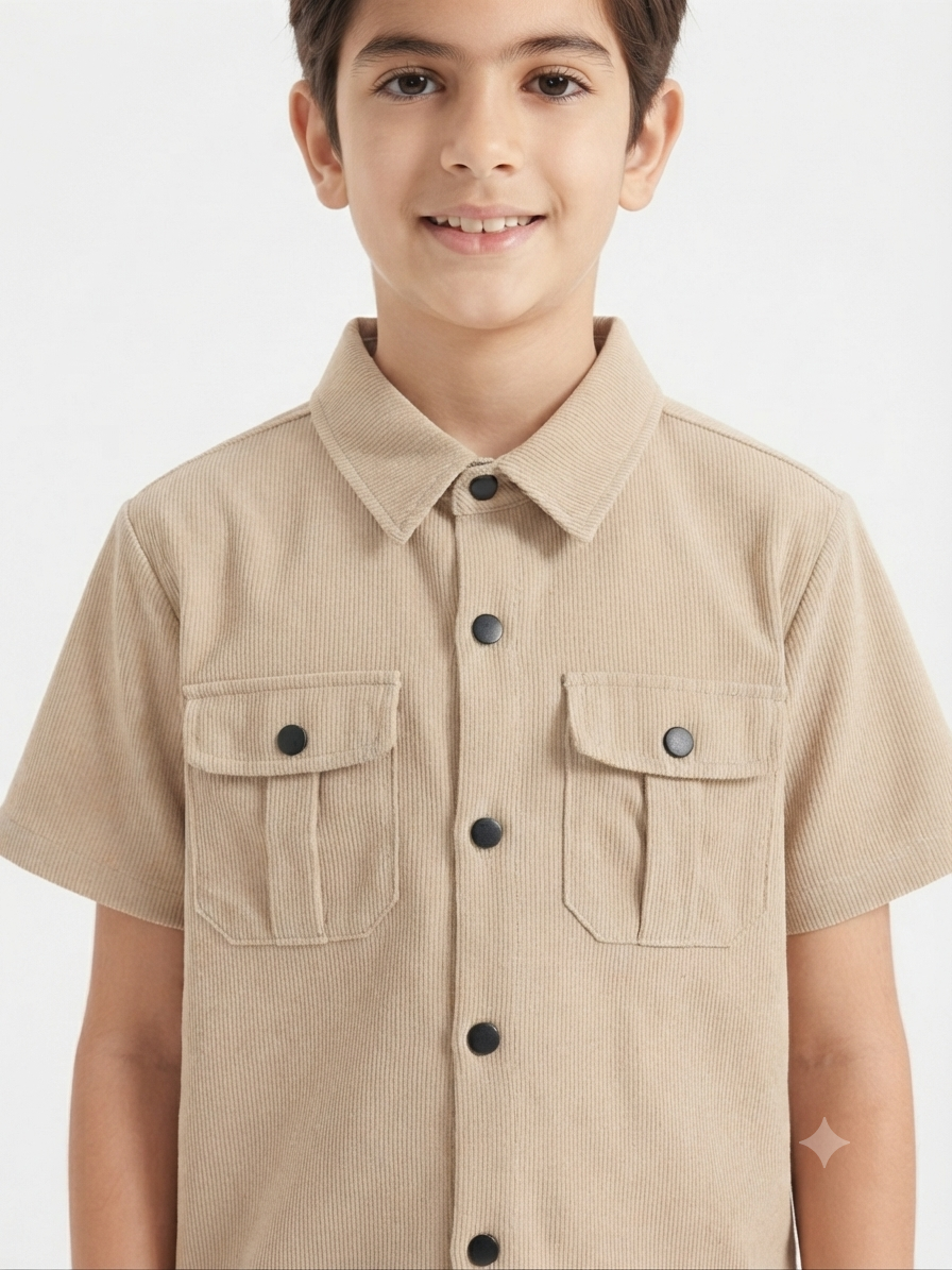 Set niño camisa + short cargo texturizado – Color arena