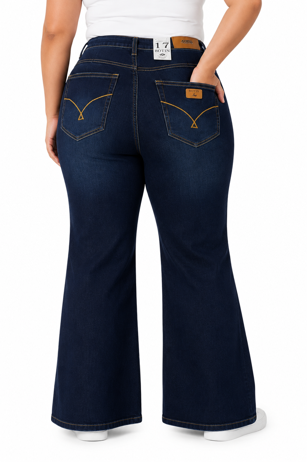 Pantalón dama mezclilla flare plus azul oscuro