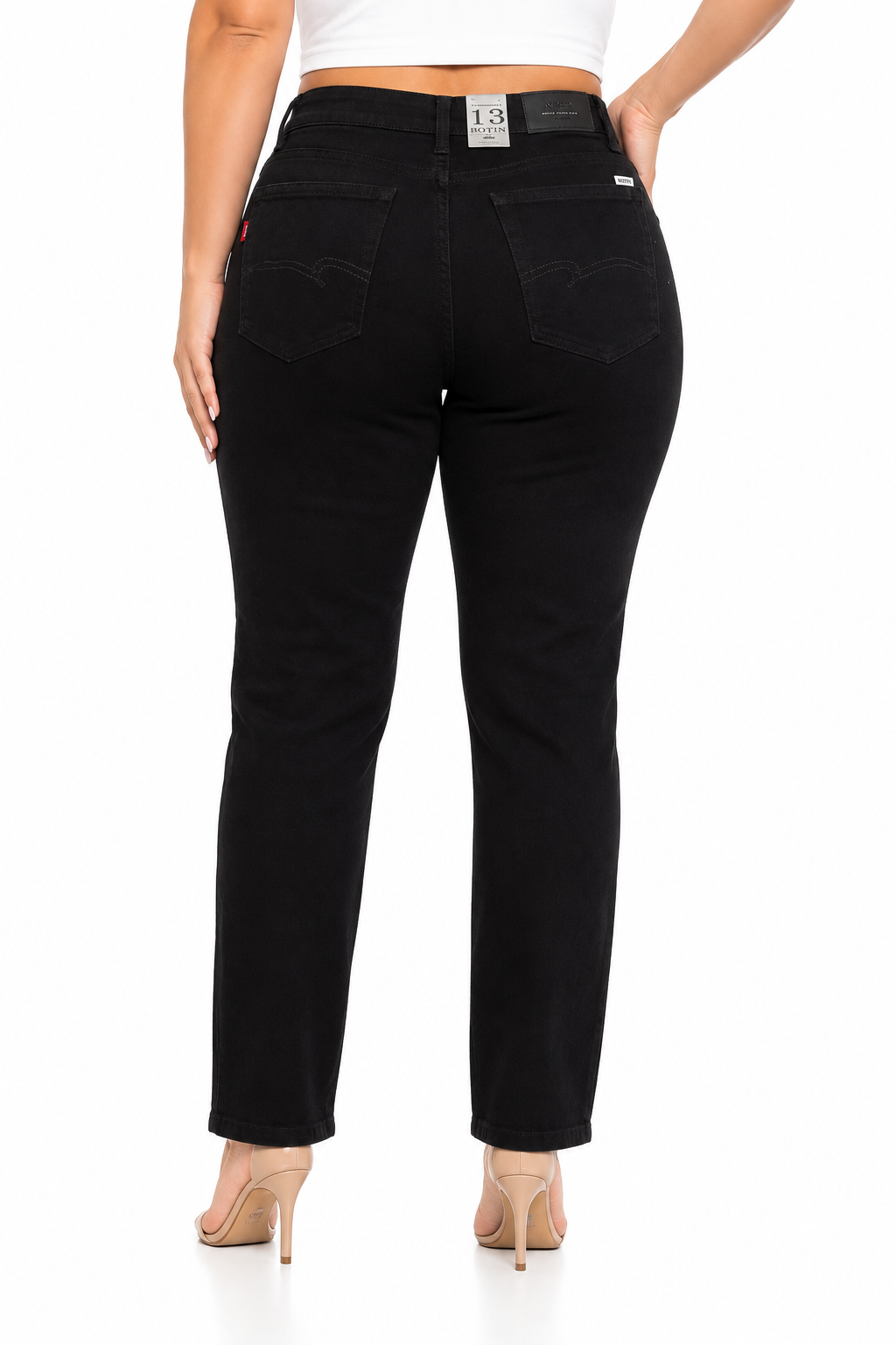 Pantalón dama mezclilla mom fit negro