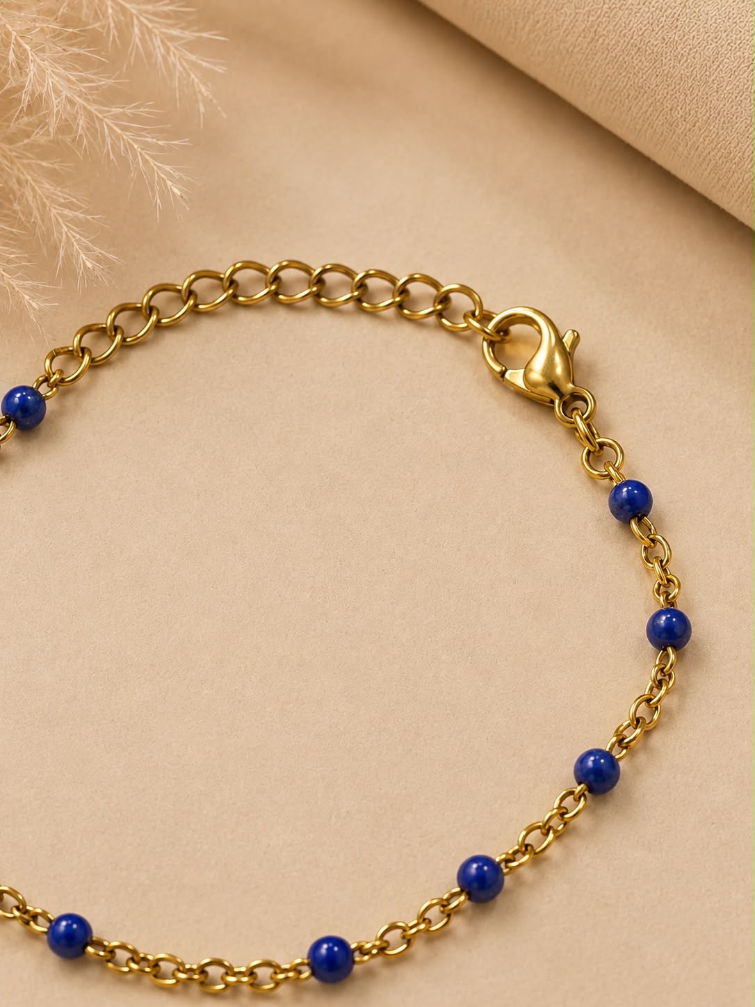 Pulsera Dama cadena dorada con detalles azules 💙✨