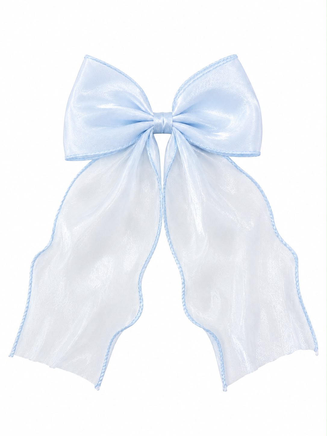 Moño niña azul cielo translúcido con tirantes largos 🎀🩵