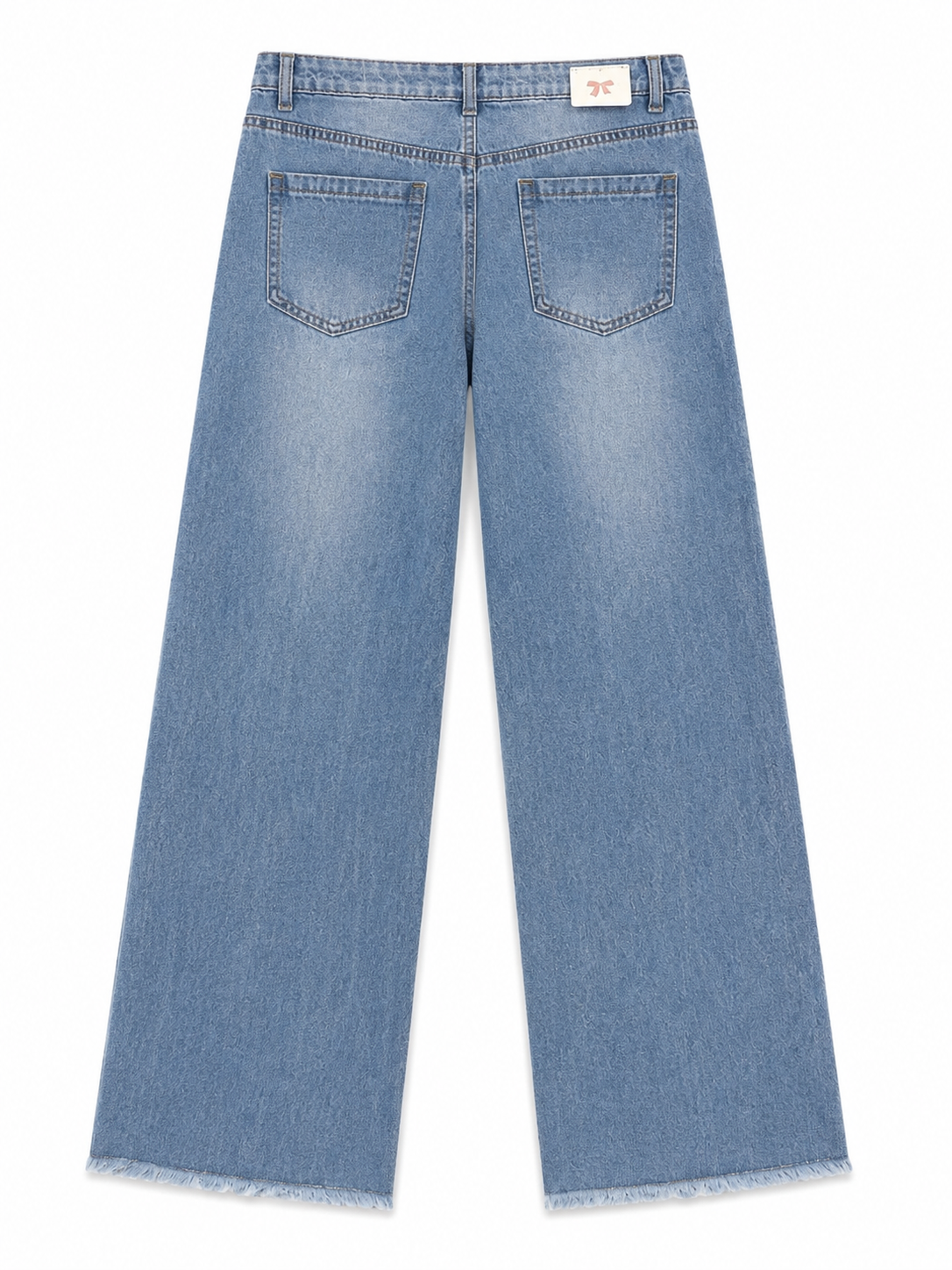 Pantalón niña mezclilla wide leg con detalles desgastados