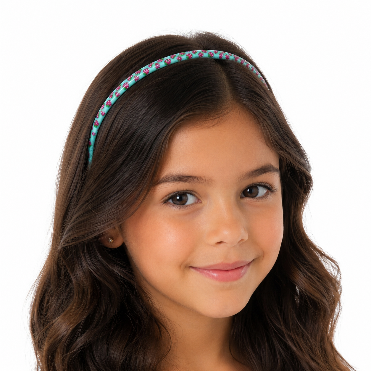 Diadema niña turquesa con fresitas