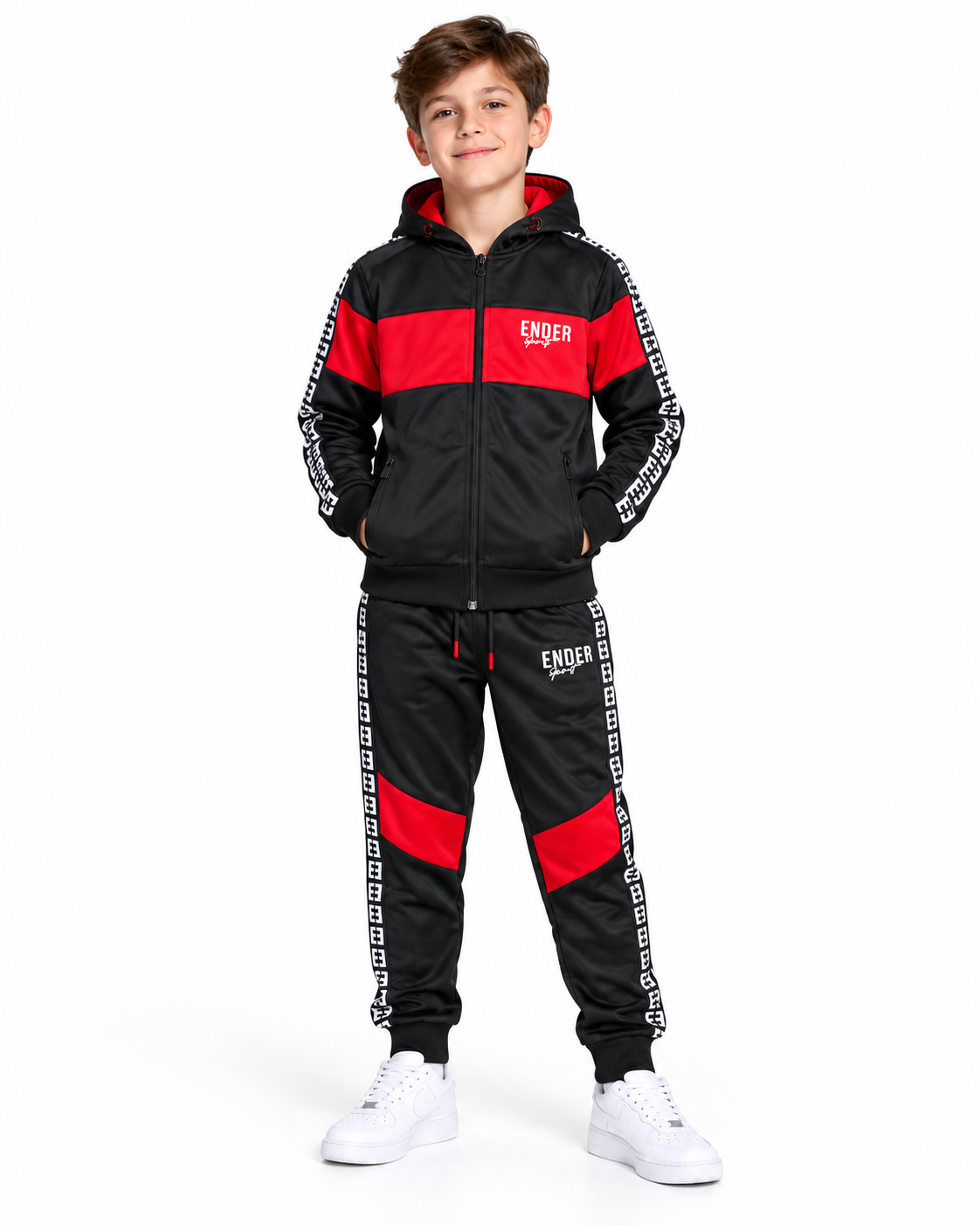 Set niño deportivo negro con rojo