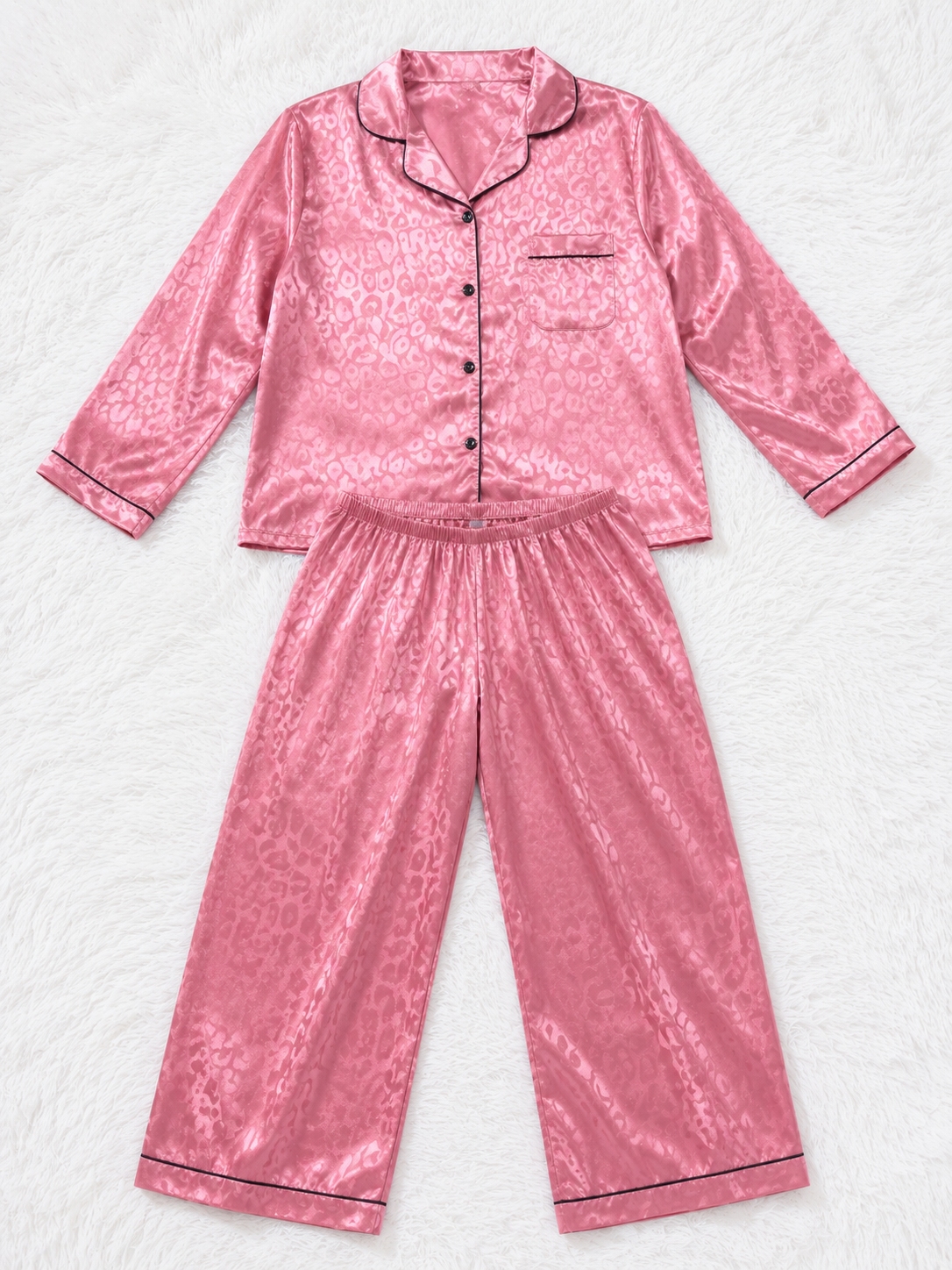 Pijama Dama Satinada Animal Print Rosa