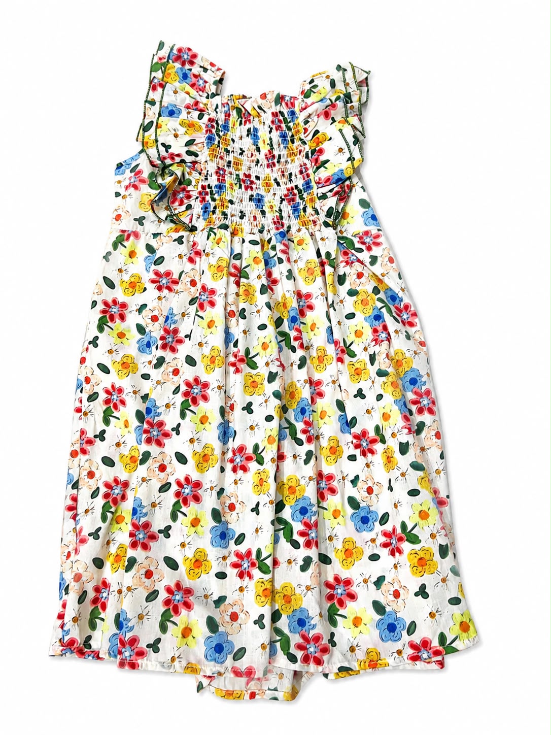 Vestido niña blanco con estampado floral