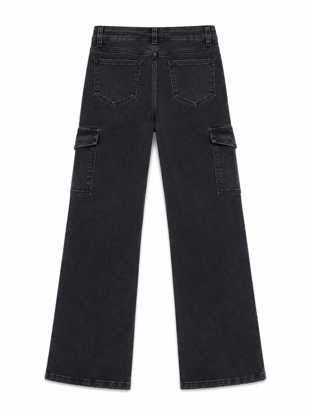 Pantalón niña cargo de mezclilla negra