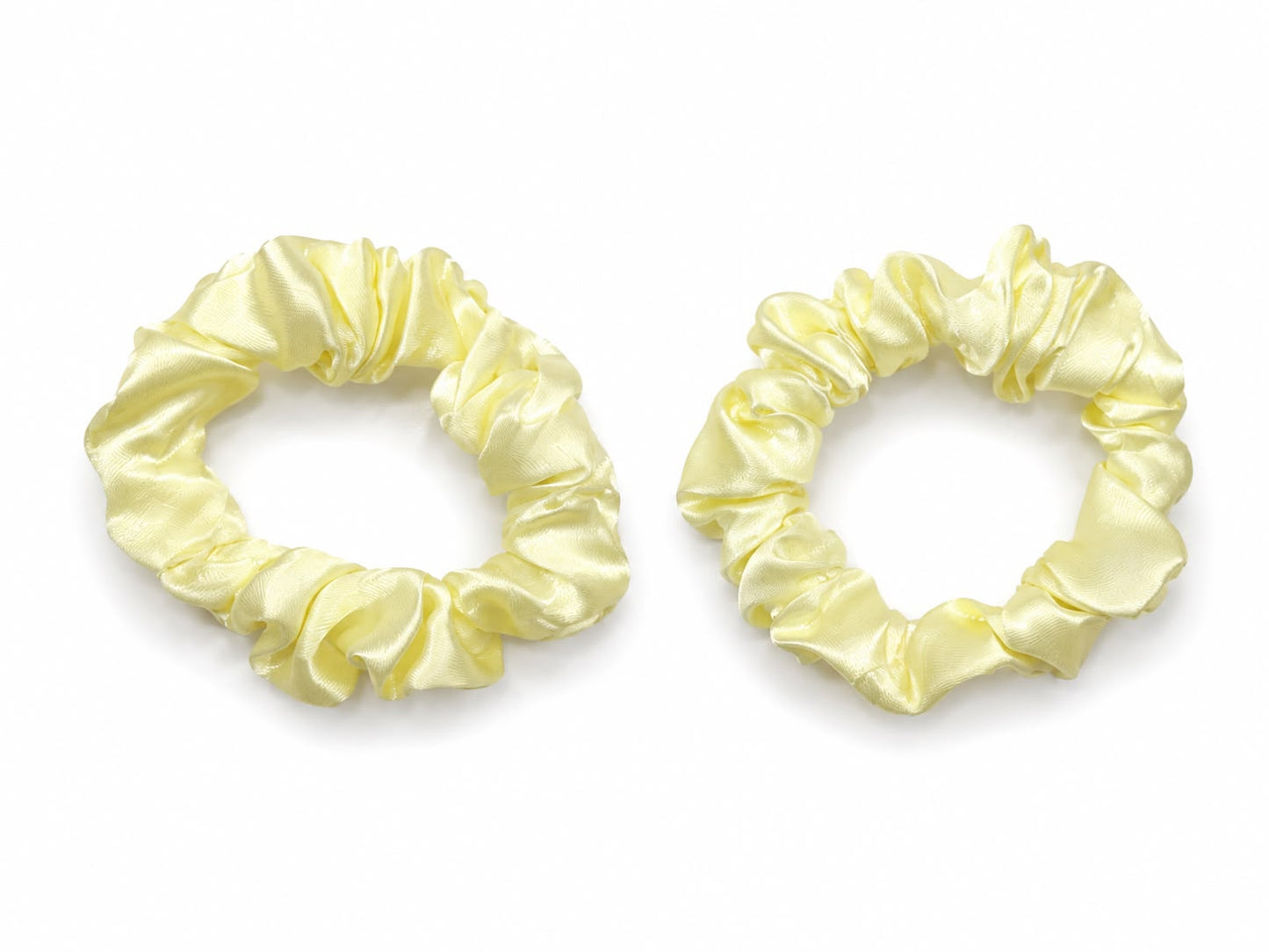 Set Liga cabello accesorio satinada amarilla – 2 piezas