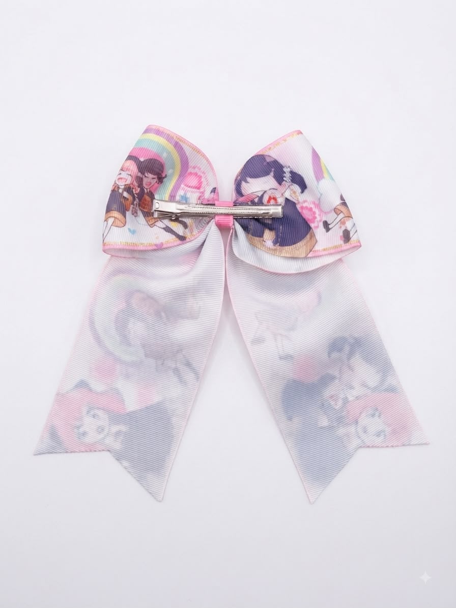 Moño niña estampado anime con tiras largas