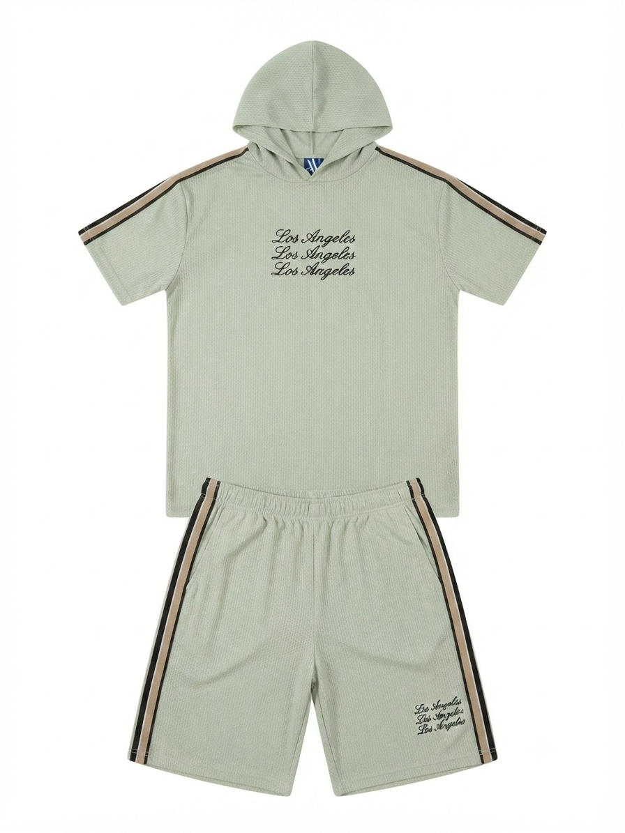 Set niño con playera de capucha y short deportivo