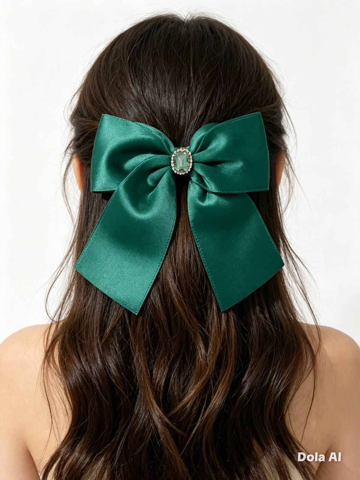 🎀 Moño niña verde esmeralda con pedrería