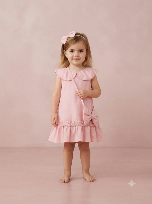 Vestido niña meses rosa con moños