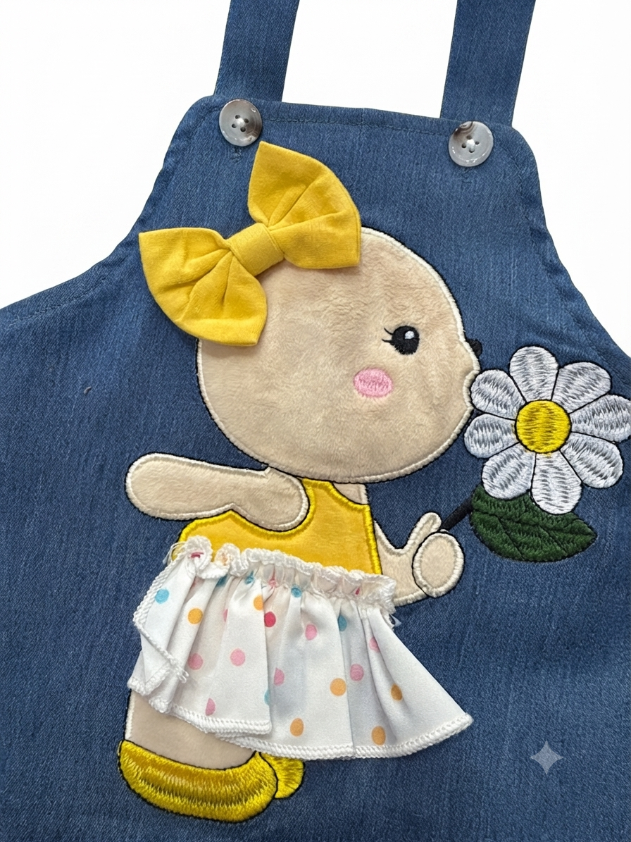 Conjunto niña meses con vestido tipo overol y diadema