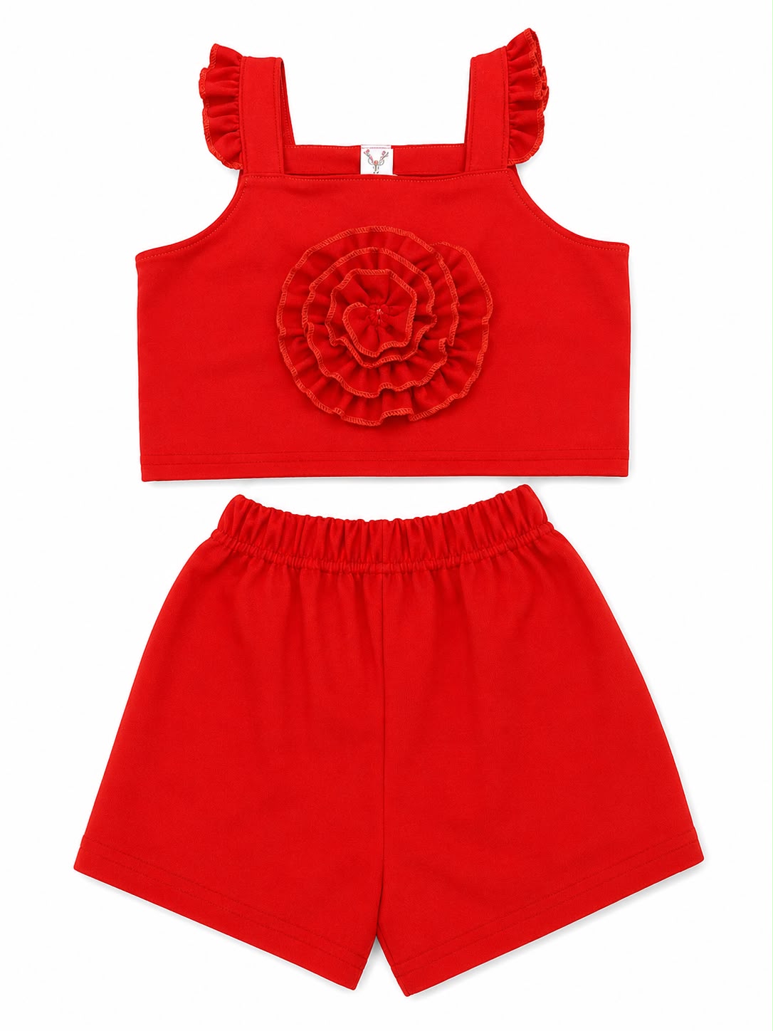 Set niña rojo con flor decorativa