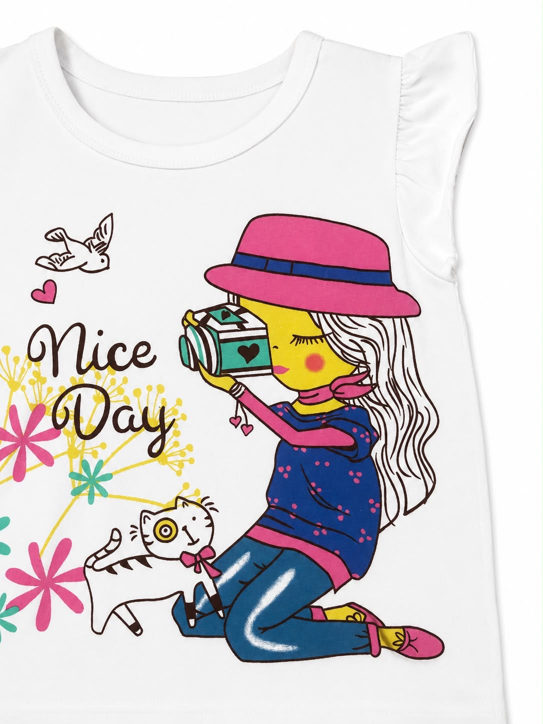 Blusa niña con Olanes y estampado nice Dary