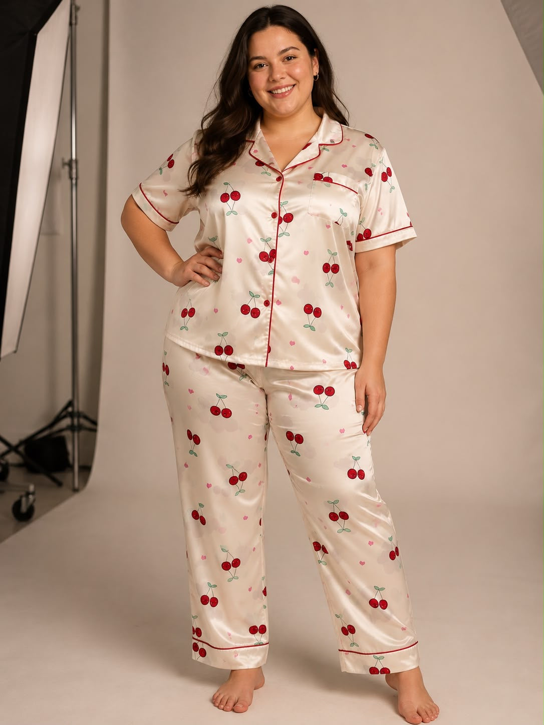 Pijama Dama Satinada Cerecitas 🍒✨