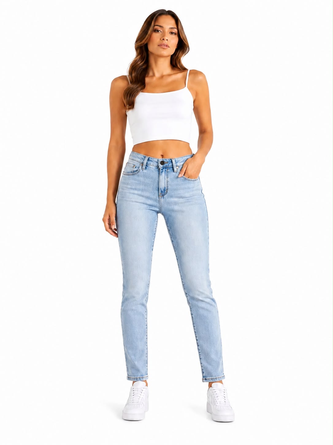 Pantalón Dama Mezclilla Skinny de Tiro Alto